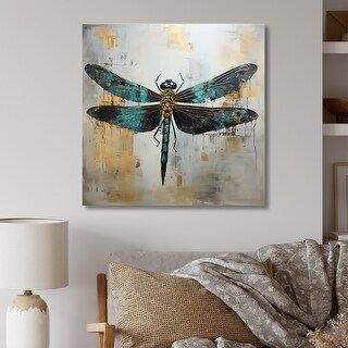 Designart "Green Dragonfly Elegance" Dragonfly Green Wall Decor ...